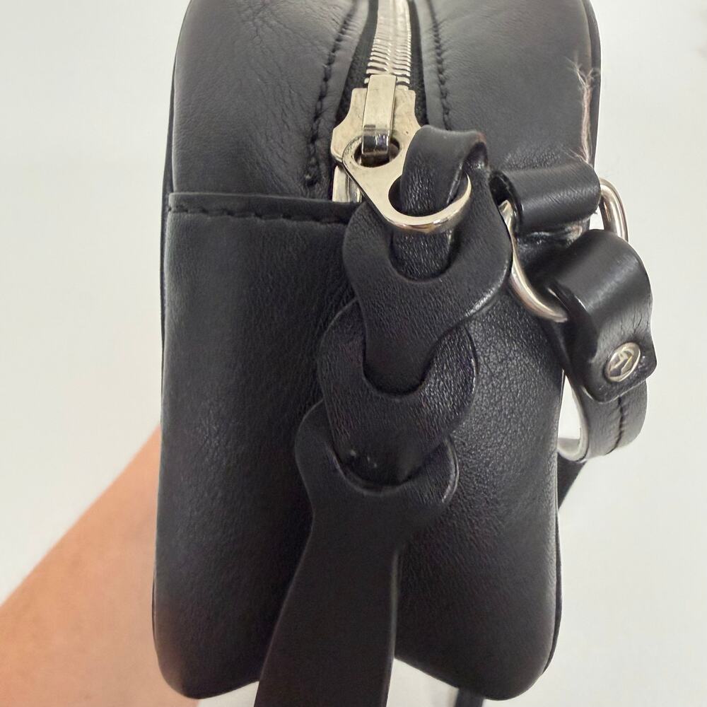 Alexander McQueen Eyelet Black Leather Camera Crossbody Strap Bag Purse - Picture 11 of 14